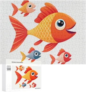 500 PCS Jigsaw Puzzle for Adults Personalized Picture Puzzle Cartoon Fish Customized Wooden Puzzle for Family, Birthday, Wedding, Game Nights Gifts Animal Puzzle
