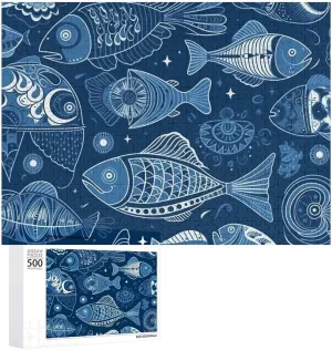 500 PCS Jigsaw Puzzle for Adults Personalized Picture Puzzle Fish and Shells Customized Wooden Puzzle for Family, Birthday, Wedding, Game Nights Gifts Animal Puzzle