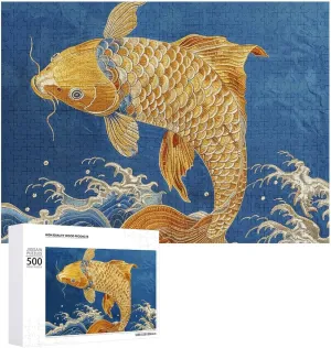 500 PCS Jigsaw Puzzle for Adults Personalized Picture Puzzle Fish Jumping Out of Water Customized Wooden Puzzle for Family, Birthday, Wedding, Game Nights Gifts, 20.4"x15"