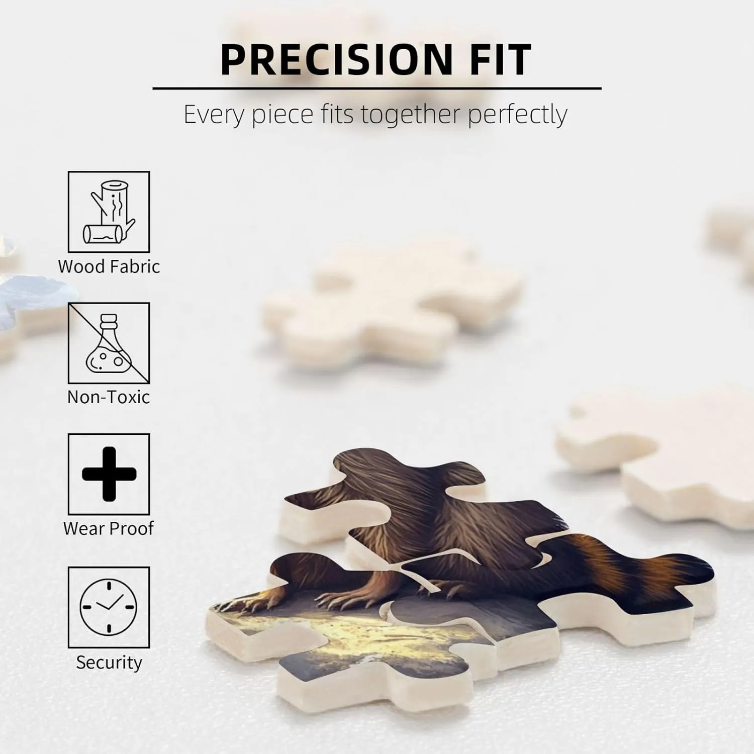 500 Piece Adult Wooden Puzzle - Curious Raccoon Form Creekside,Serene Forest Waterway Art,Ideal for Exercising Brain Power and Hands-on Skills,Improves Intelligence and Observation