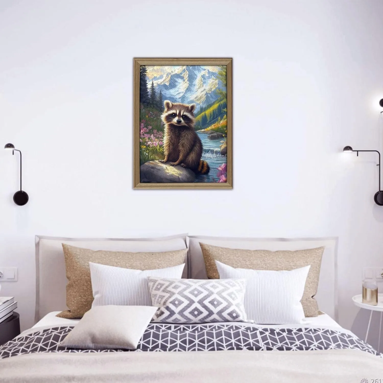 500 Piece Adult Wooden Puzzle - Curious Raccoon Form Creekside,Serene Forest Waterway Art,Ideal for Exercising Brain Power and Hands-on Skills,Improves Intelligence and Observation