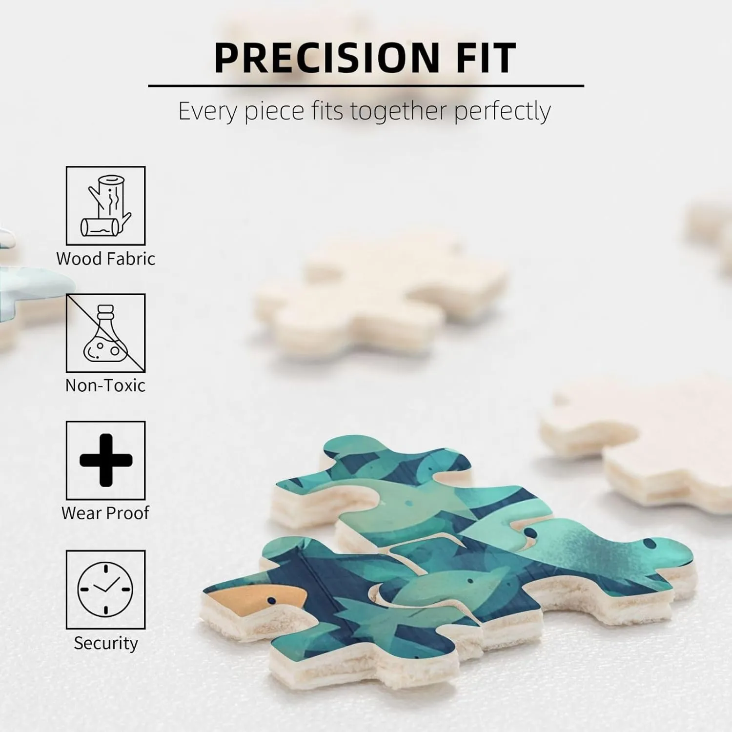 500 Piece Jigsaw Puzzle for Adults Challenging Puzzles for Game Nights Abstract Shoal of Fish Wooden Puzzle Personalized Custom Wood Puzzles for Family Picturepuzzle Finished Size 20.4"x15"