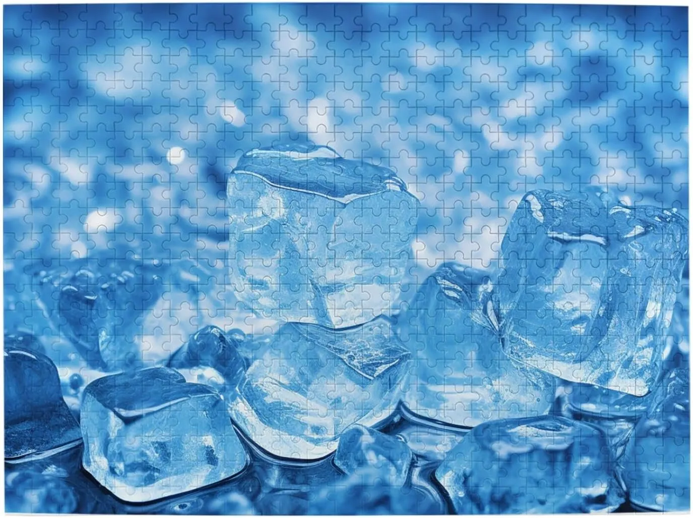 500 Piece Jigsaw Puzzle for Adults Personalized Picture Puzzle Blue ice Cube Background Customized Wooden Puzzle for Family, Birthday, Wedding, Game Nights Gifts, 20.4"x15"