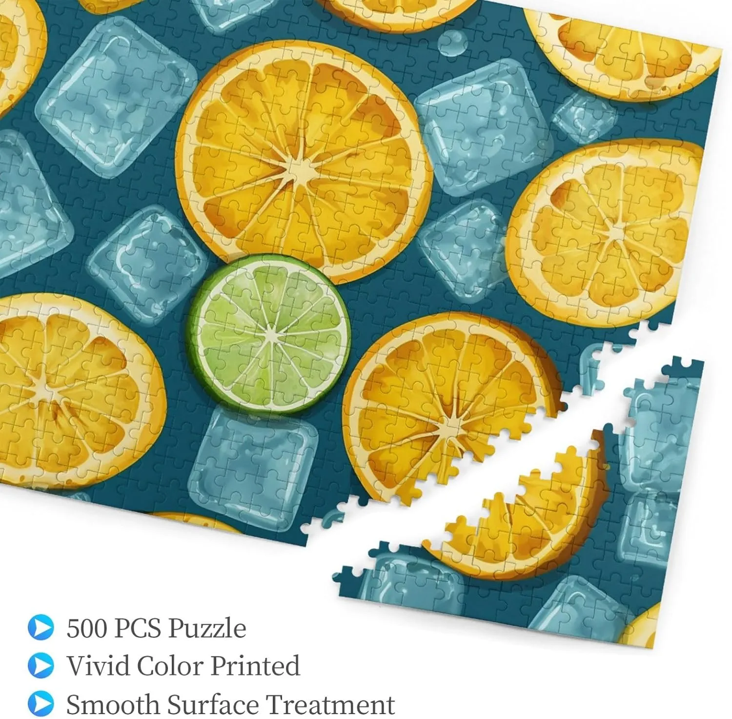 500 Piece Jigsaw Puzzle for Adults Personalized Picture Puzzle Ice Cubes and Lemon Customized Wooden Puzzle for Family, Birthday, Wedding, Game Nights Gifts, 20.4"x15"