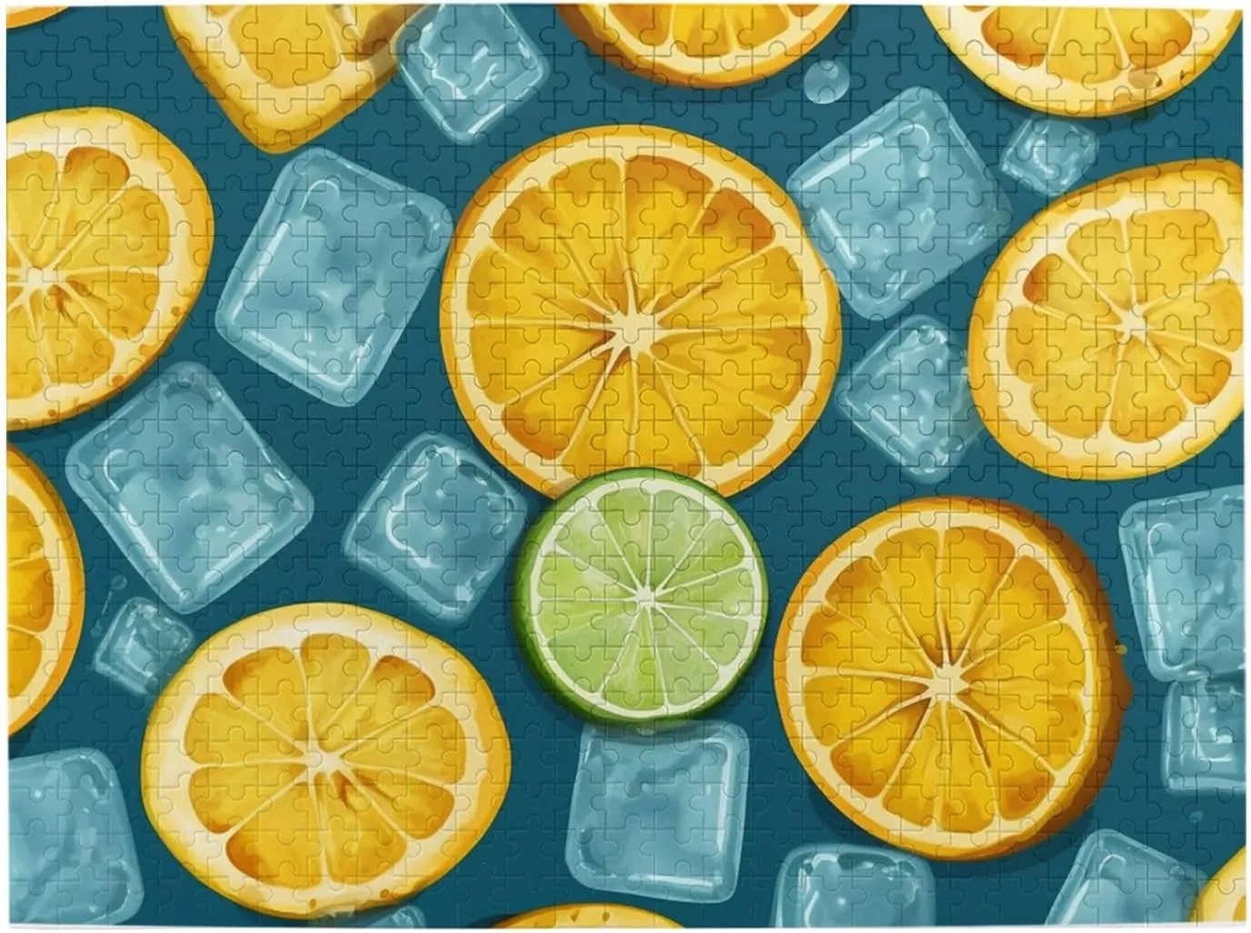 500 Piece Jigsaw Puzzle for Adults Personalized Picture Puzzle Ice Cubes and Lemon Customized Wooden Puzzle for Family, Birthday, Wedding, Game Nights Gifts, 20.4"x15"