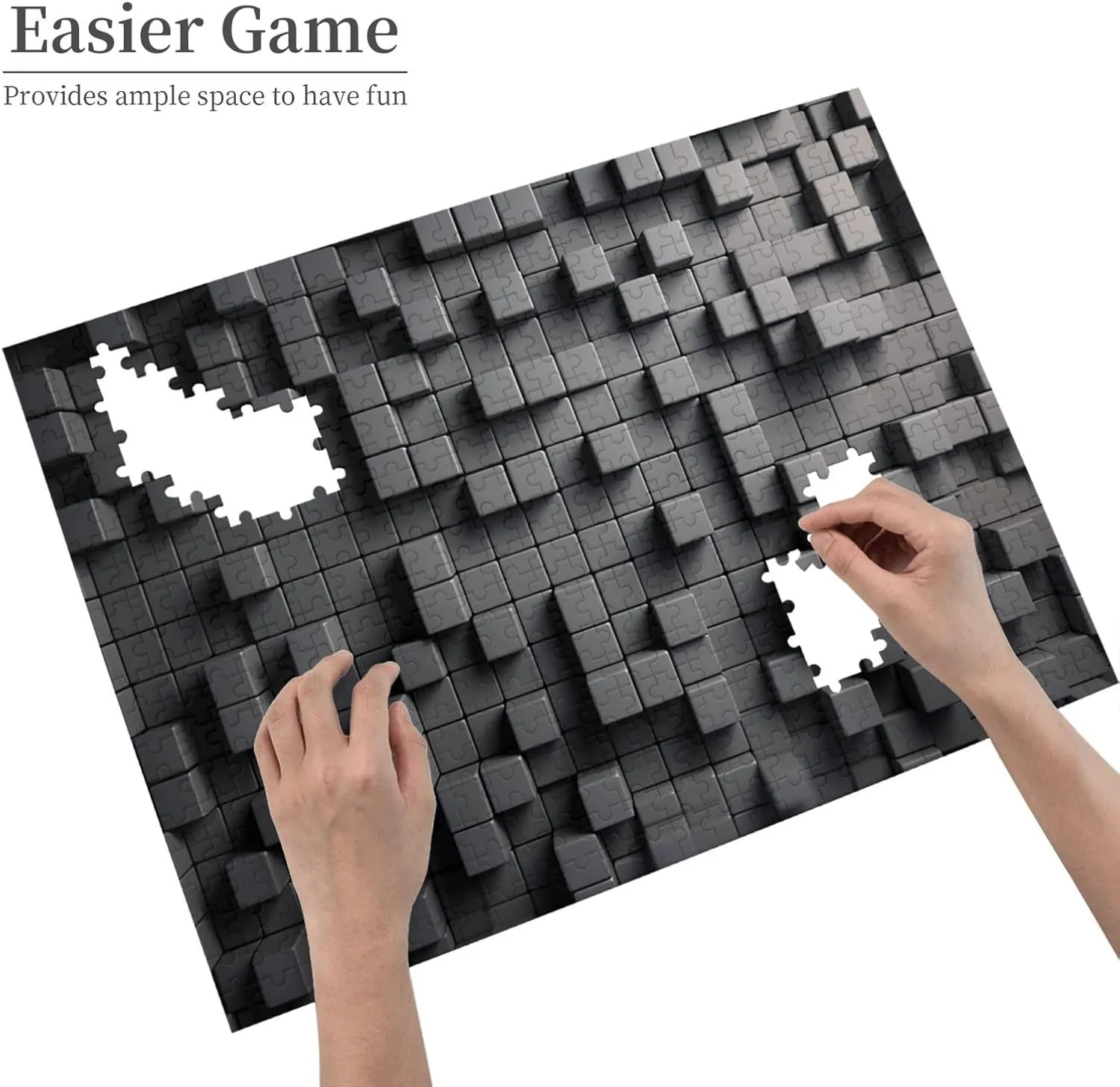 500 Piece Jigsaw Puzzles for Adults Challenging Puzzle Wooden Gray Cube Picture Puzzle Personalized Custom Wood Puzzle for Family Game Nights Gifts 20.4"x15"