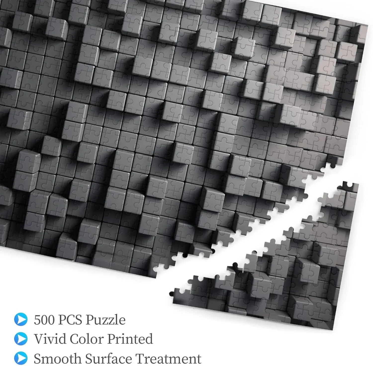 500 Piece Jigsaw Puzzles for Adults Challenging Puzzle Wooden Gray Cube Picture Puzzle Personalized Custom Wood Puzzle for Family Game Nights Gifts 20.4"x15"