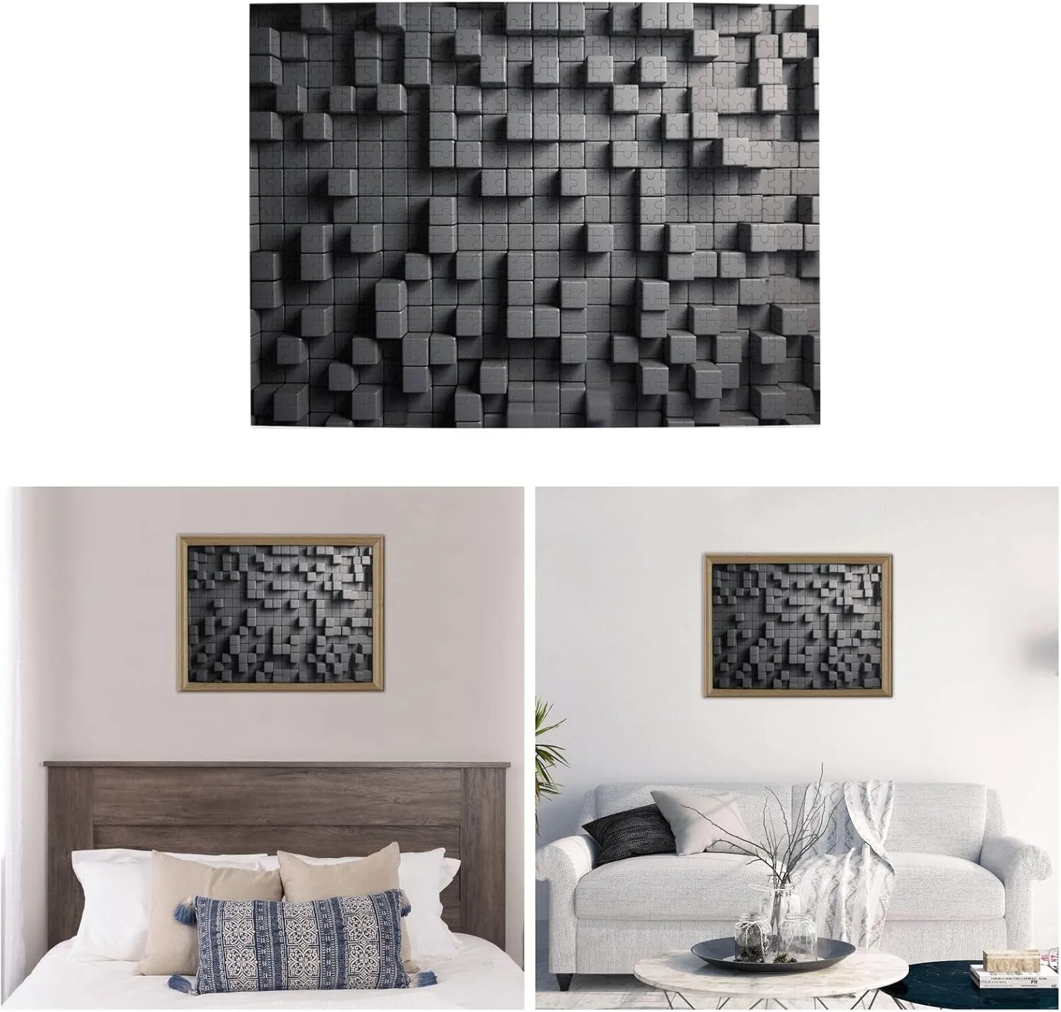 500 Piece Jigsaw Puzzles for Adults Challenging Puzzle Wooden Gray Cube Picture Puzzle Personalized Custom Wood Puzzle for Family Game Nights Gifts 20.4"x15"