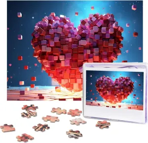 500 Piece Jigsaw Puzzles for Adults Challenging Puzzle Wooden Love Heart Cubes Picture Puzzle Personalized Custom Wood Puzzle for Family Game Nights Gifts 20.4"x15"