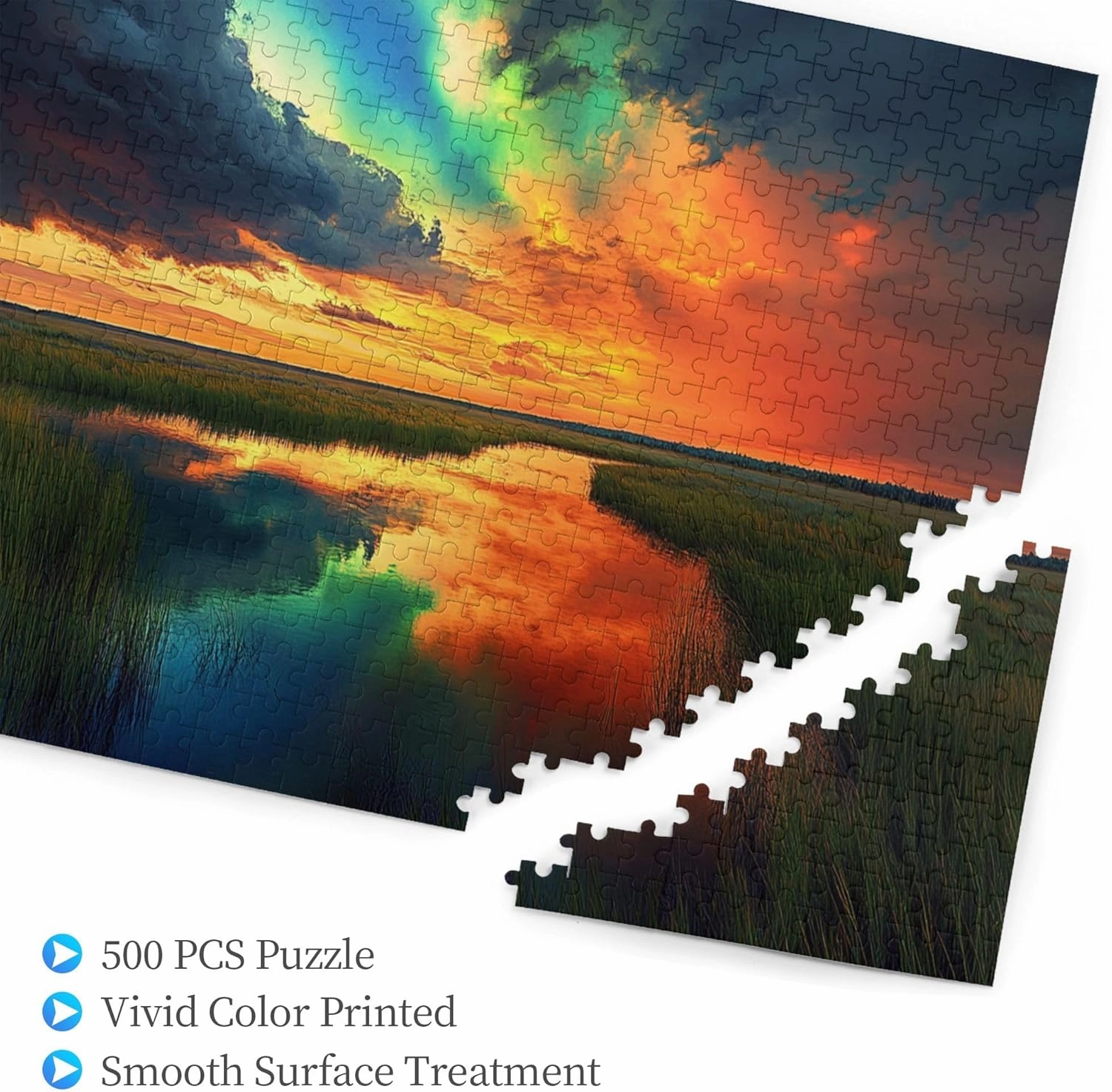 500 Piece Jigsaw Puzzle for Adults Prairie Sunset,Great for Relaxation and Display for Puzzle Lovers,Vibrant Colors,Unique and Beautiful Design,Classic Sunset Scenery Wooden Puzzle