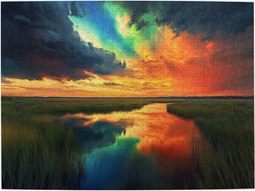 500 Piece Jigsaw Puzzle for Adults Prairie Sunset,Great for Relaxation and Display for Puzzle Lovers,Vibrant Colors,Unique and Beautiful Design,Classic Sunset Scenery Wooden Puzzle