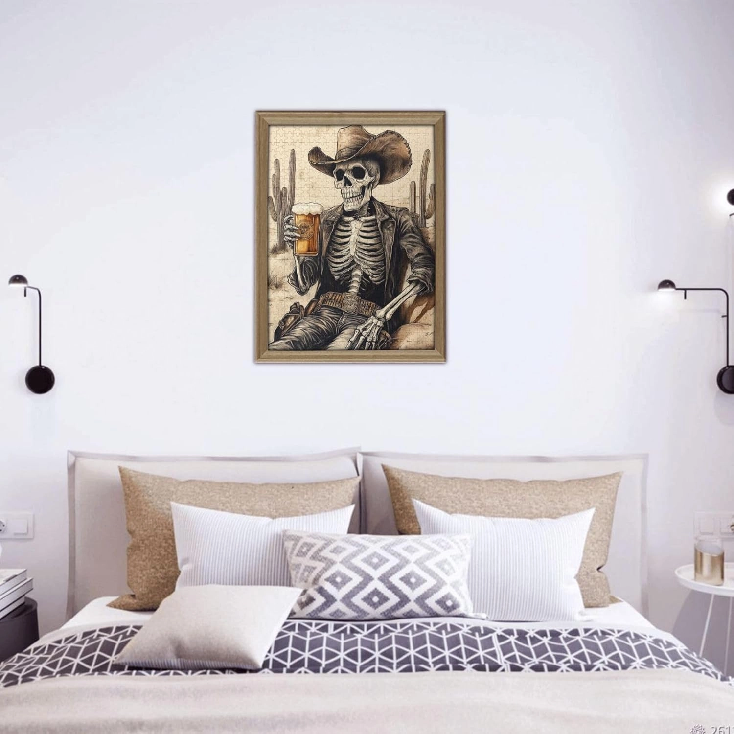 500 Piece Wooden Puzzle for Adults,The Skeletons in The Desert Drink Alcohol,Brain Training Challenge,Stress Relief Activity,Unique Artwork for Adults,Eco-Friendly Woodens Pieces