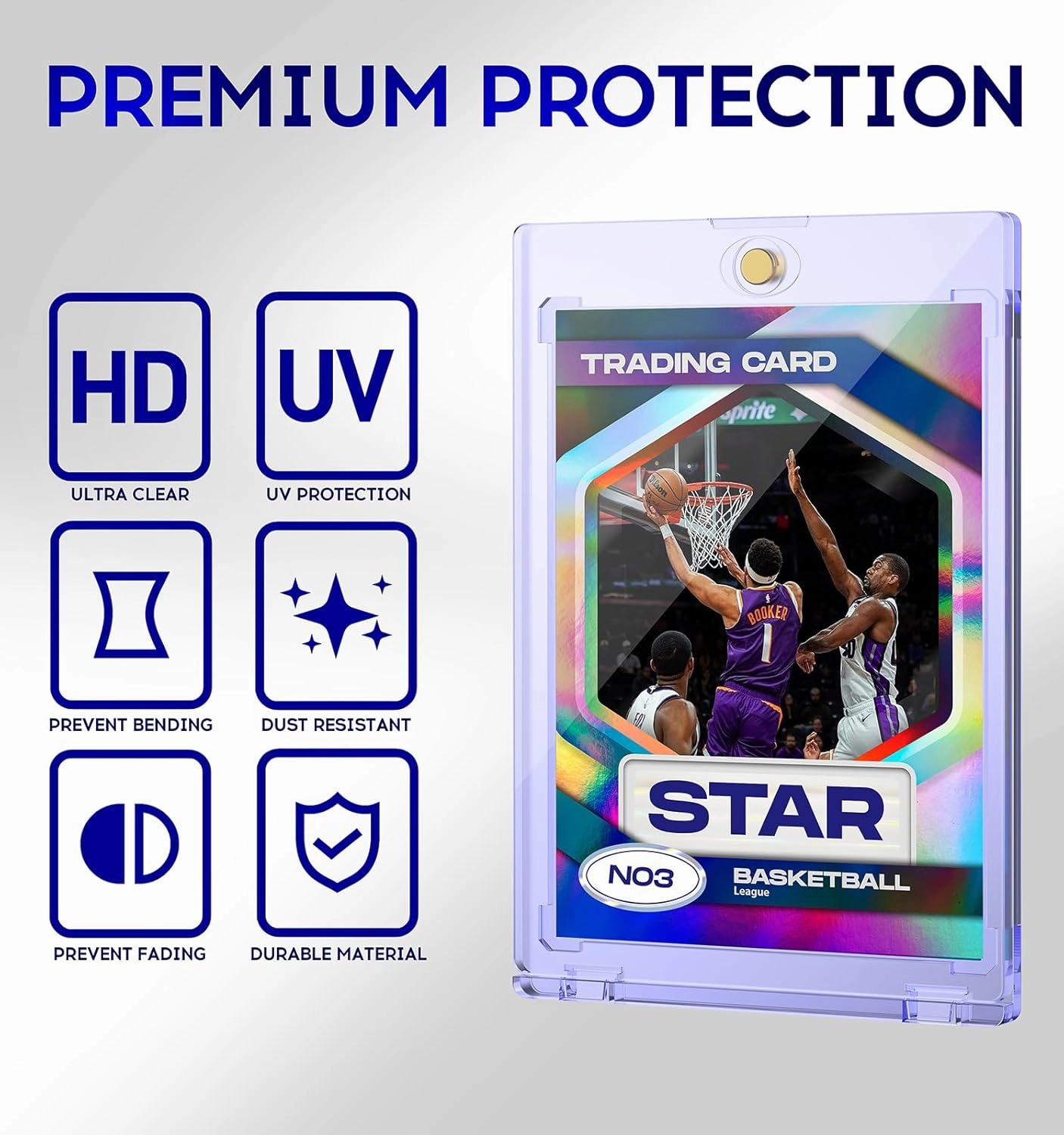 50ct Magnetic Card Holder, 35pt One Touch Card Holder, U-V Protectors Hard Plastic for Trading Cards, Magnet Case, Sports, Football, Baseball Cards Holder