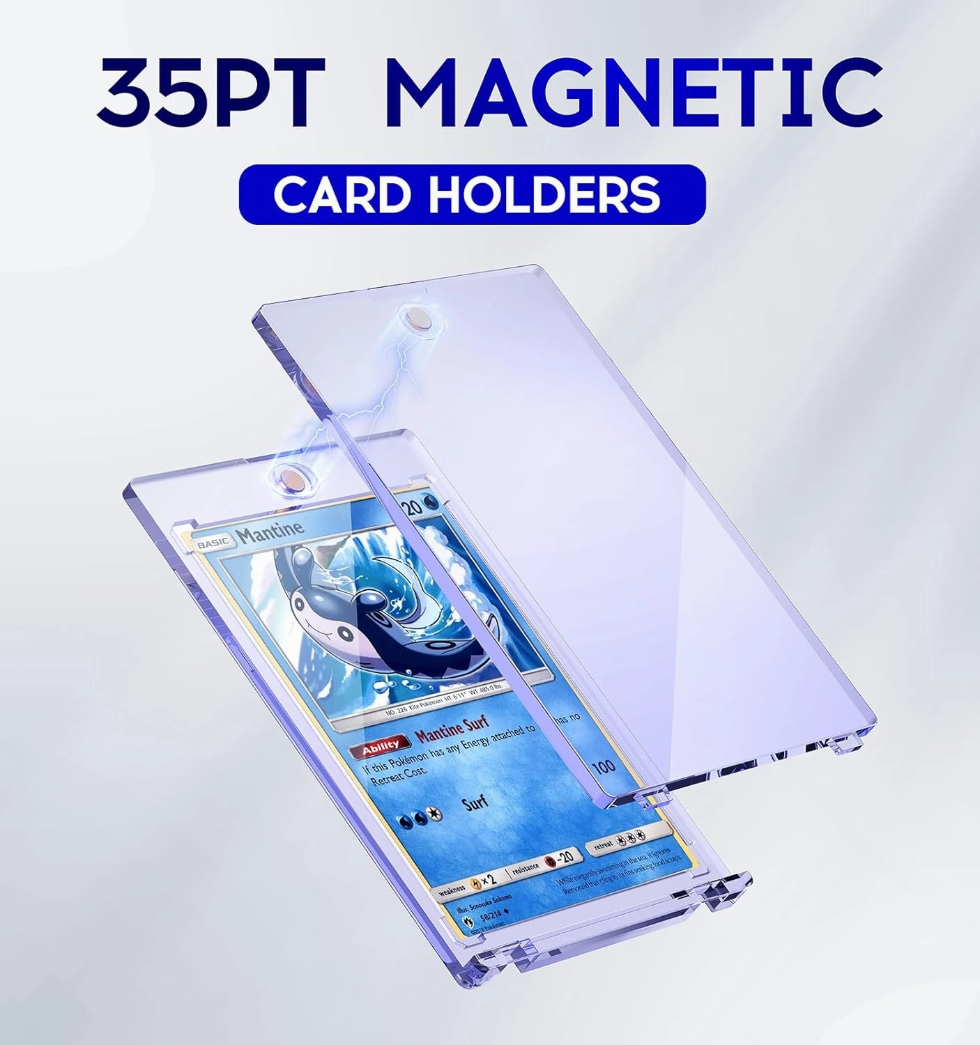 50ct Magnetic Card Holder, 35pt One Touch Card Holder, U-V Protectors Hard Plastic for Trading Cards, Magnet Case, Sports, Football, Baseball Cards Holder