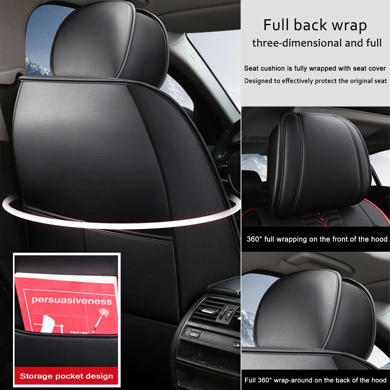 5 Seat Covers for Hyundai Elantra 2002-2024 Napa Leather Seat Covers Water and Dust Resistant Soft Car Seat Protectors Comfortable Car Seat Covers with Airbags (Brown, Luxury)