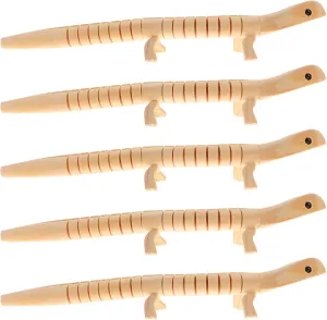 5pcs Wooden Lizard Model Wiggle Diy Wood Lizard for