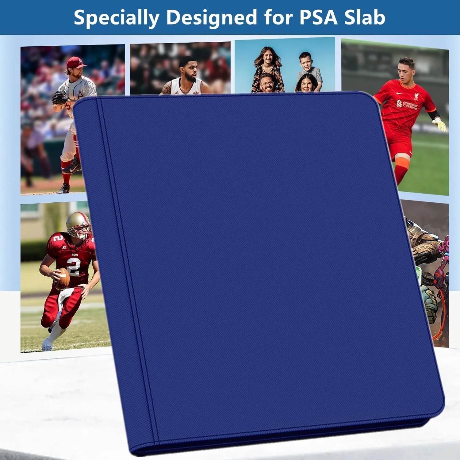 60 Pockets Graded Card Binder, Toploading PSA Slab Holder Album, PU Leather Graded Card Storage Binder, Premium 6 Pocket PSA Card Binder Album with Sleeves (Blue)