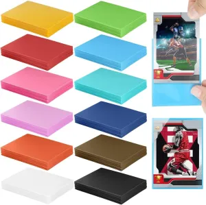 600 Plastic Sleeves for Trading Cards, 2.6In X 3.6In Size, Clear View Front, 12 Matte Color Backs, Card Holders for Sports & Game Decks