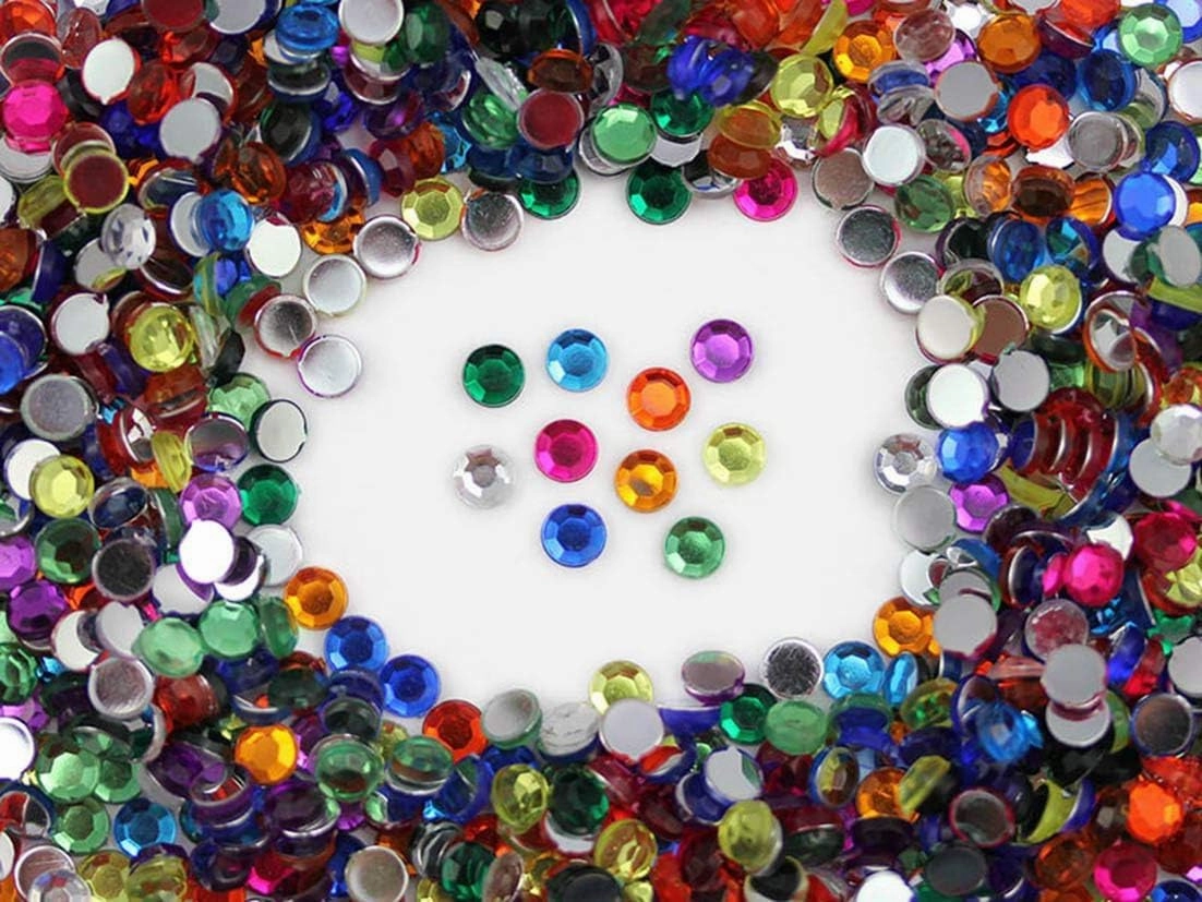 6mm SS30 Pink Self Adhesive Acrylic Rhinestones Plastic Face Gems Stick On Body Jewels for DIY Cards and Invitations Crafts Bling Sticker - 5 Sheets - 250PCS