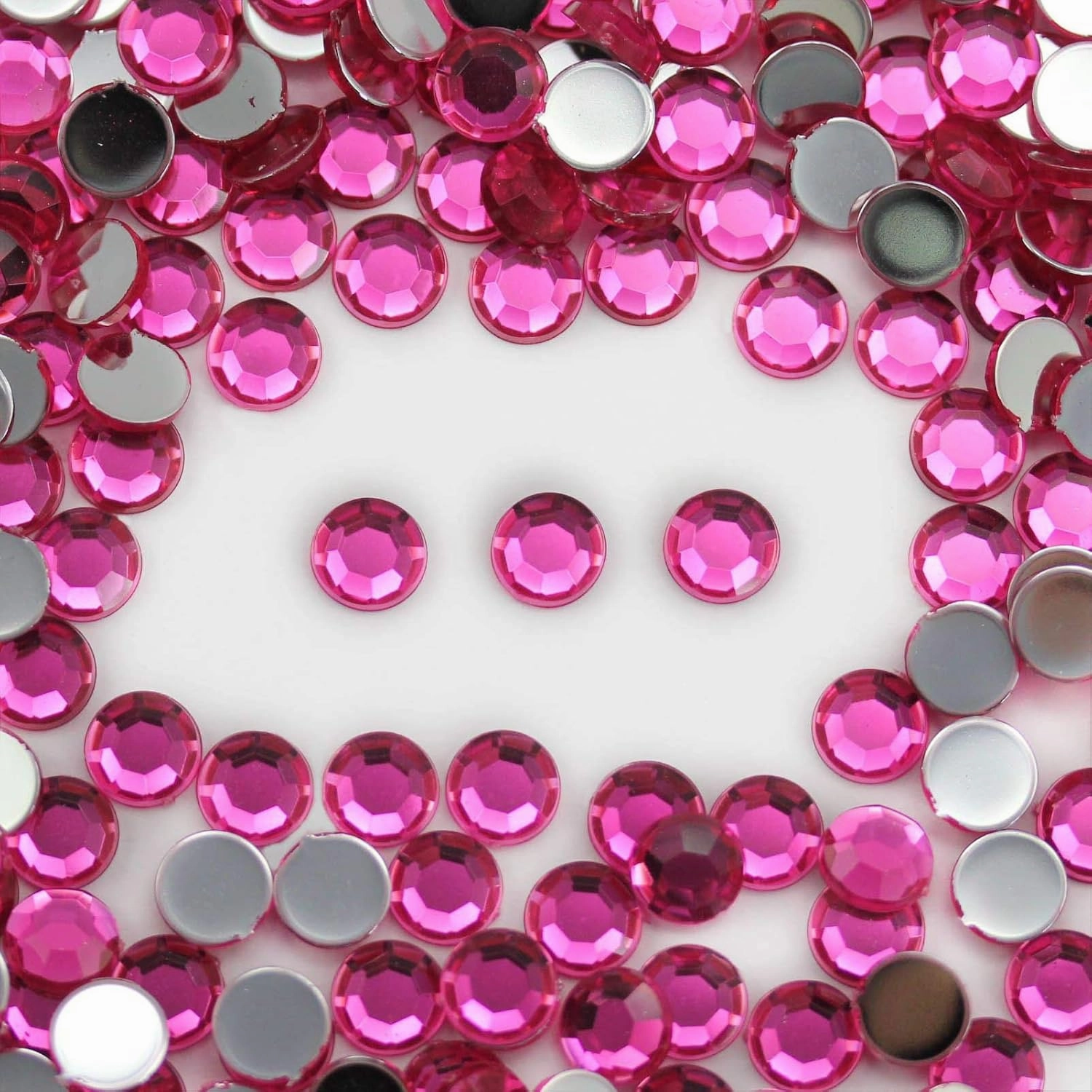 6mm SS30 Pink Self Adhesive Acrylic Rhinestones Plastic Face Gems Stick On Body Jewels for DIY Cards and Invitations Crafts Bling Sticker - 5 Sheets - 250PCS