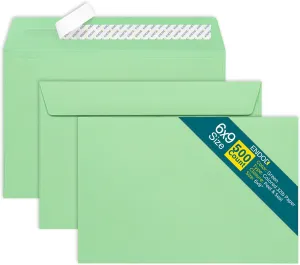 6x9 Green Envelopes Self Seal, 500/pack, Colored Envelopes Letter Size 6 x 9 inch, Booklet Envelopes for Cards, Invitations, Holiday, Postcards, Gifts, 32lb Paper, Envelopes for 5x7 Cards