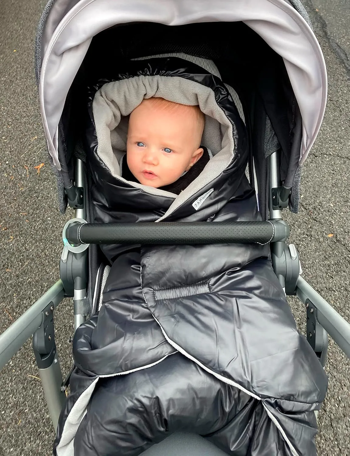 7AM Enfant Baby Car Seat - Nido Quilted Baby carier Cover, Hooded Soft Plush Lining, Stroller | (Black Quilted, Large 6-18M)