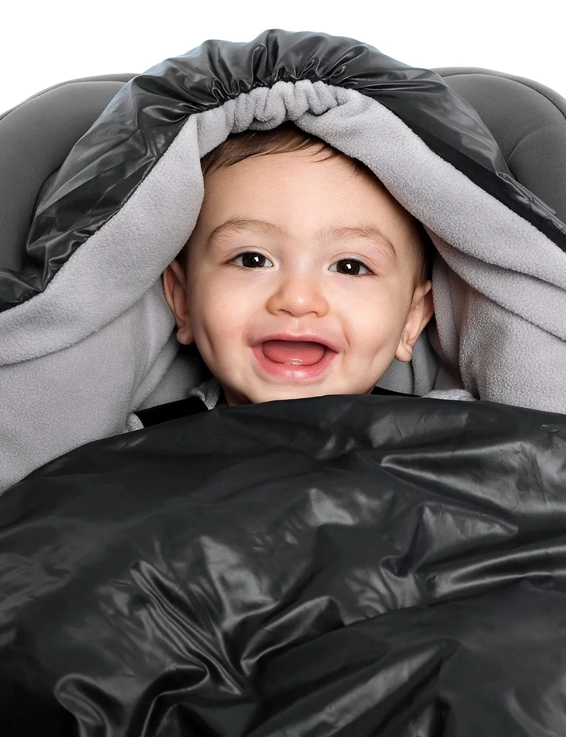 7AM Enfant Baby Car Seat - Nido Quilted Baby carier Cover, Hooded Soft Plush Lining, Stroller | (Black Quilted, Large 6-18M)