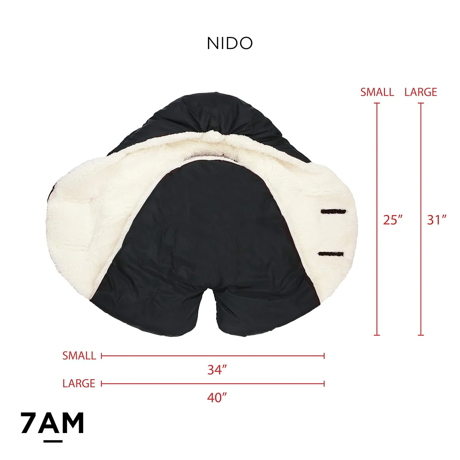 7AM Enfant Baby Car Seat - Nido Quilted Baby carier Cover, Hooded Soft Plush Lining, Stroller | (Black Quilted, Large 6-18M)