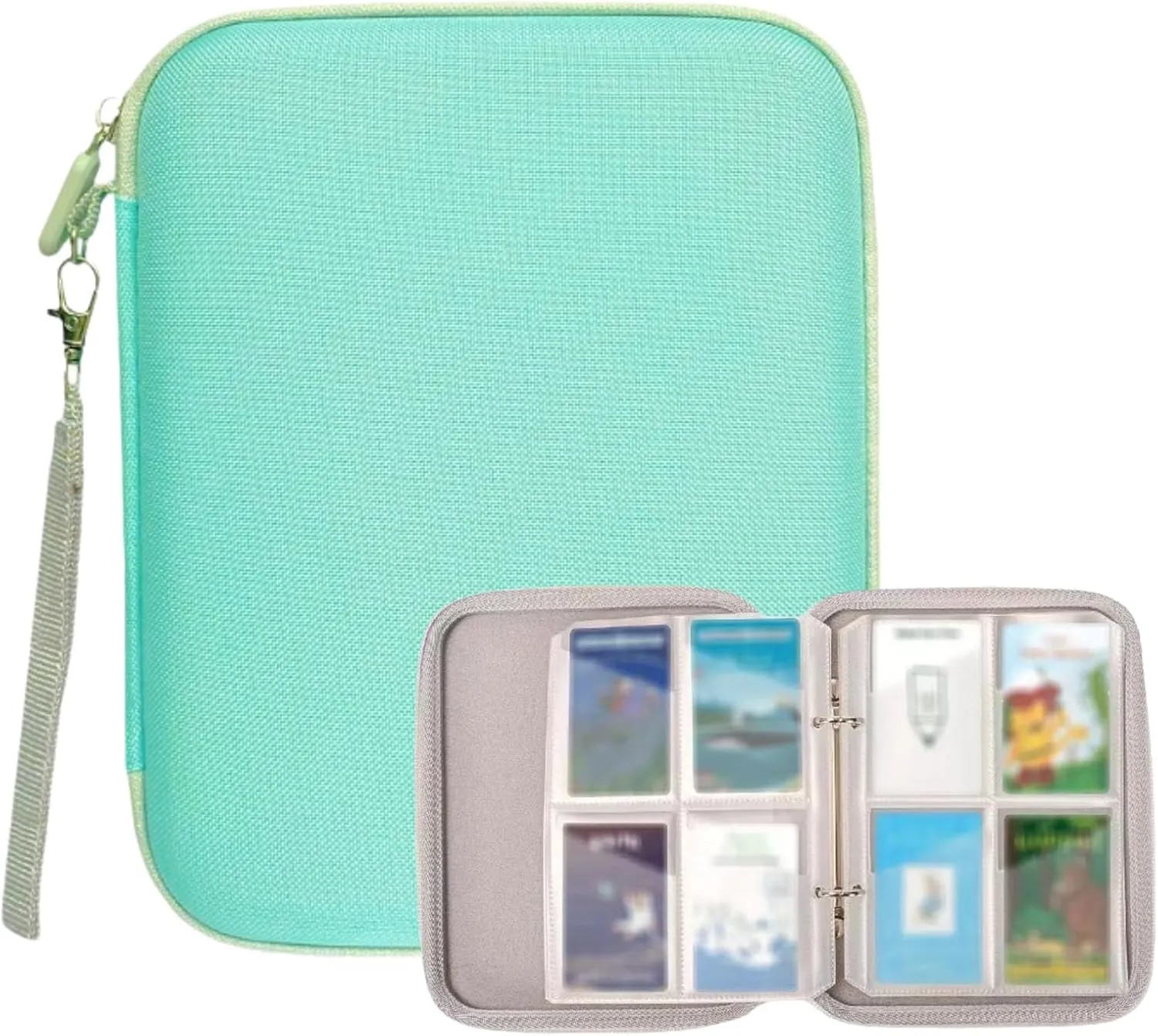 80 Pocket Card Case for Yoto Cards,Card Binder Holder for Yoto Cards with 10 Removable Sleeves for Travel (Green)