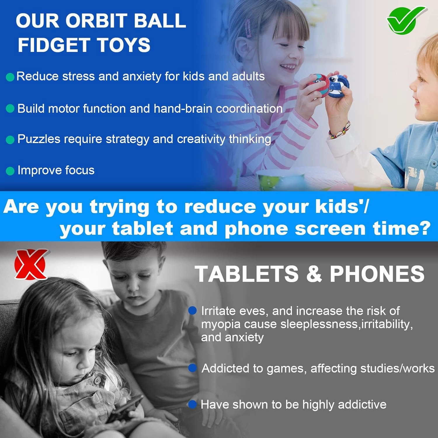 8 Pack Orbit Ball Toy, Fidget Cubes Top Spinning Toy, Great Party Favor Gifts & Creative Decompress Toys, Puzzle Track Games for Kids Children Adults