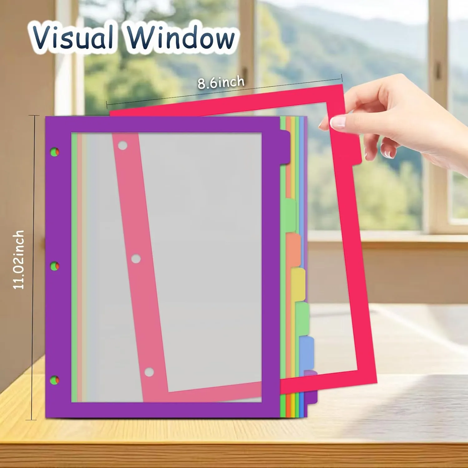 8Tab Binder Dividers with Tabs, 48PCS/6 Set Letter Size Page Clear Window Dividers for 3 Ring Binder (48)