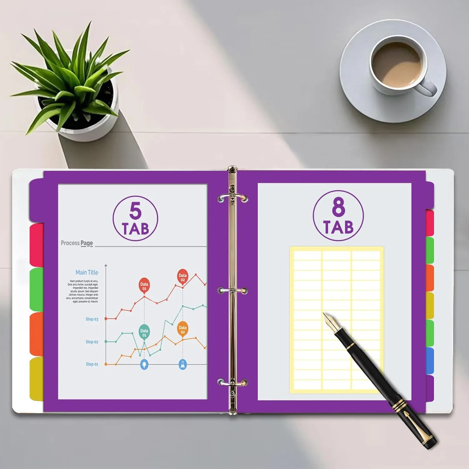 8Tab Binder Dividers with Tabs, 48PCS/6 Set Letter Size Page Clear Window Dividers for 3 Ring Binder (48)