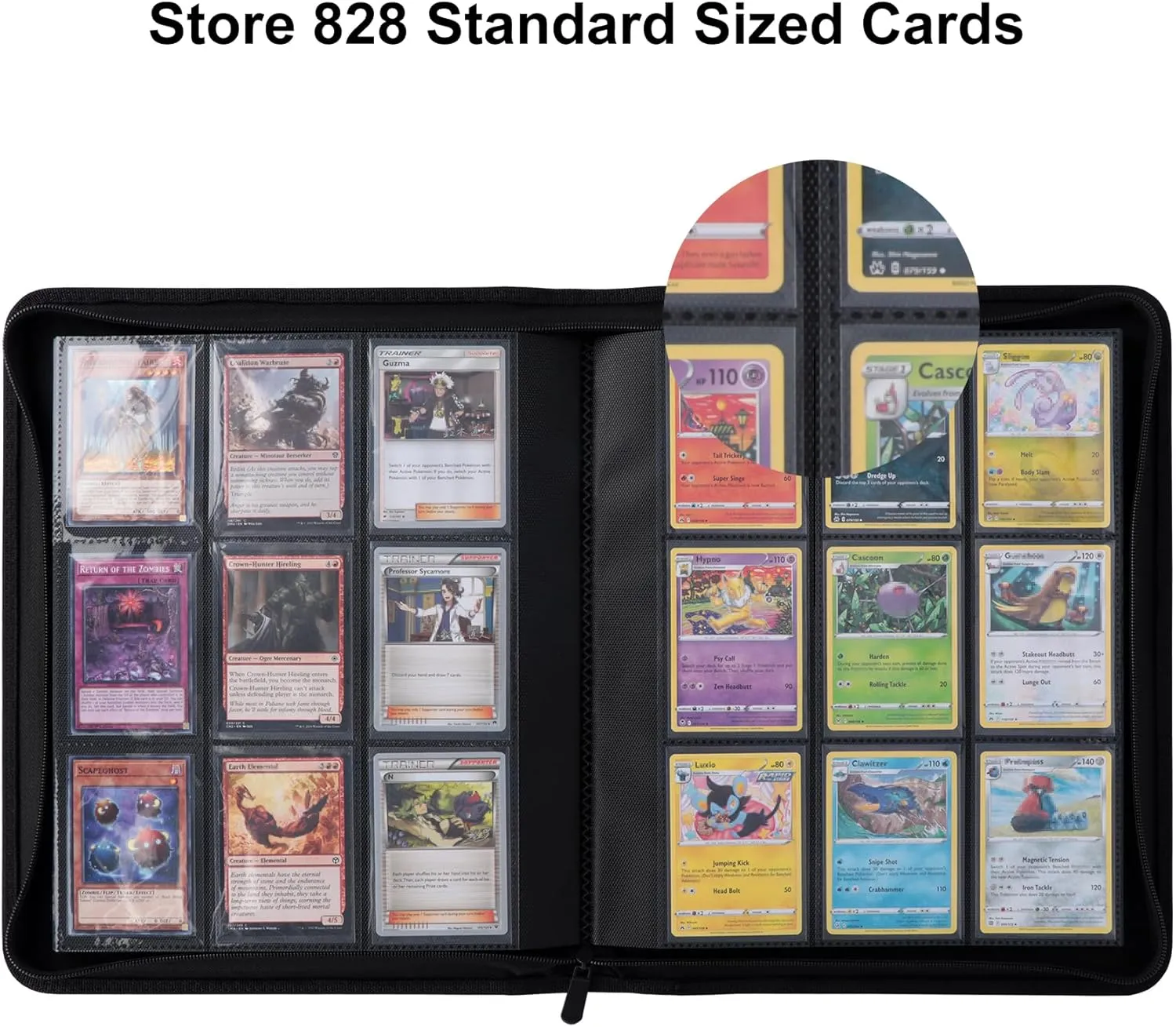 9 Pocket 800  Pockets Trading Card Binder, Fit 828 Cards - Large Ringless Side Loading Card Album for TCG -Green