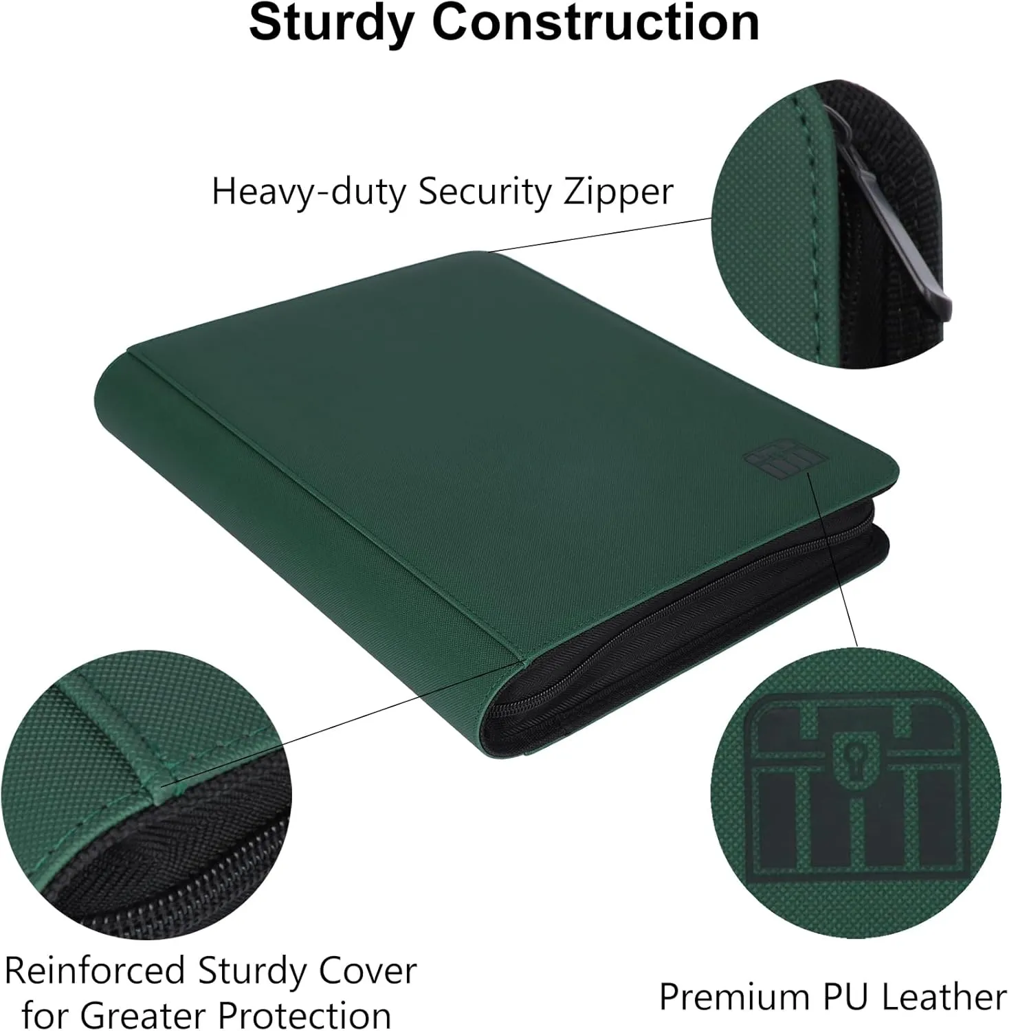 9 Pocket 800  Pockets Trading Card Binder, Fit 828 Cards - Large Ringless Side Loading Card Album for TCG -Green