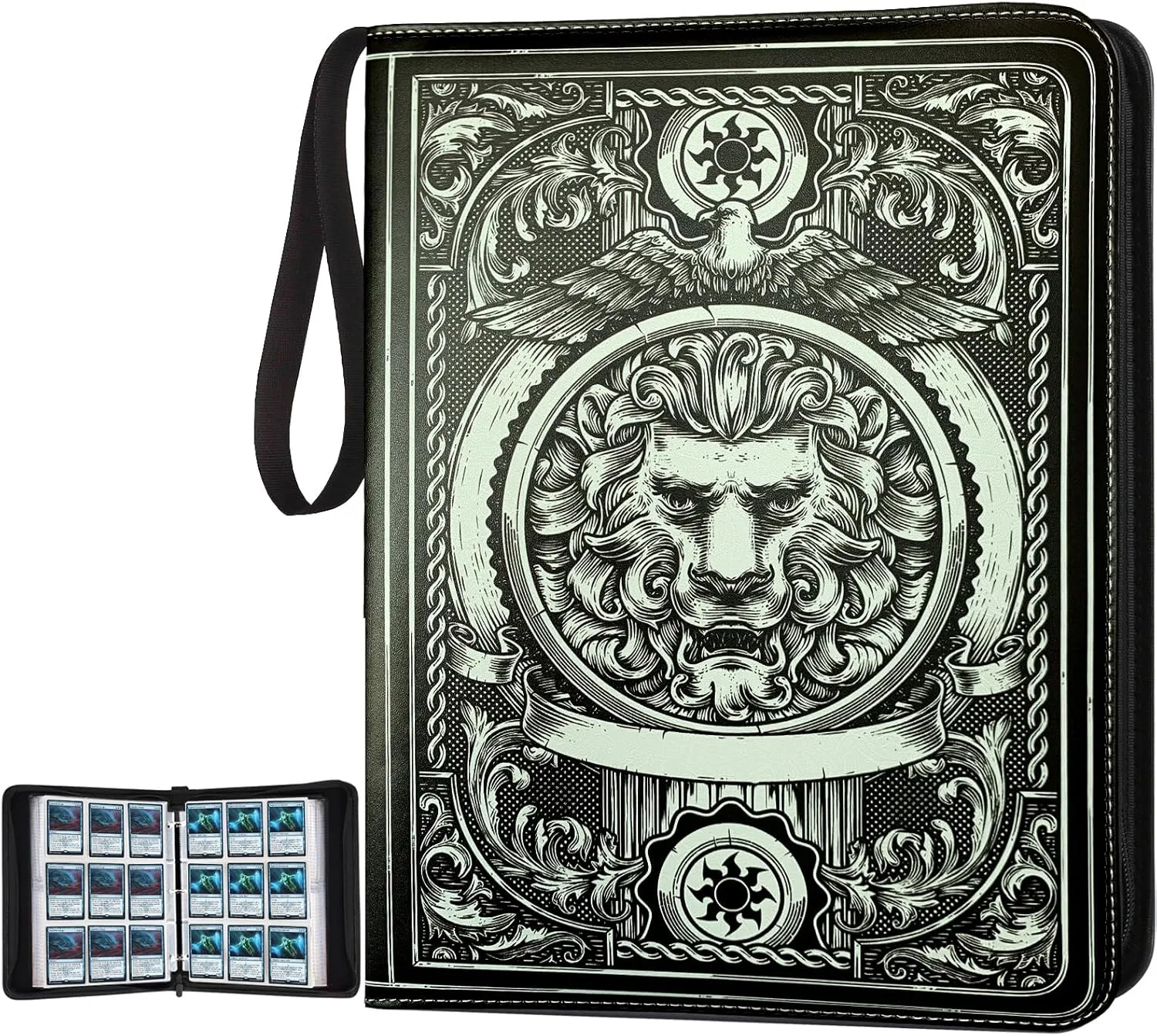 9 Pocket Card Binder,Trading Card Binder Premium 720 Double PU Card Collection Binder with Sleeves,Card Folder for MTG, TCG, Sports Cards, (Black)
