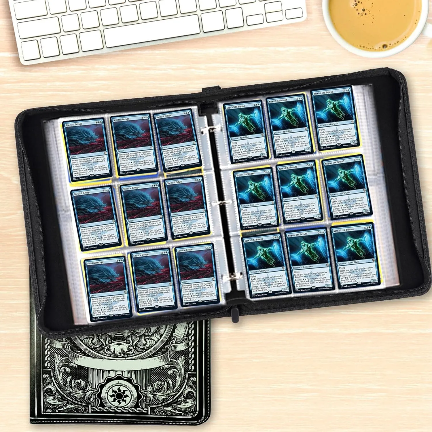 9 Pocket Card Binder,Trading Card Binder Premium 720 Double PU Card Collection Binder with Sleeves,Card Folder for MTG, TCG, Sports Cards, (Black)