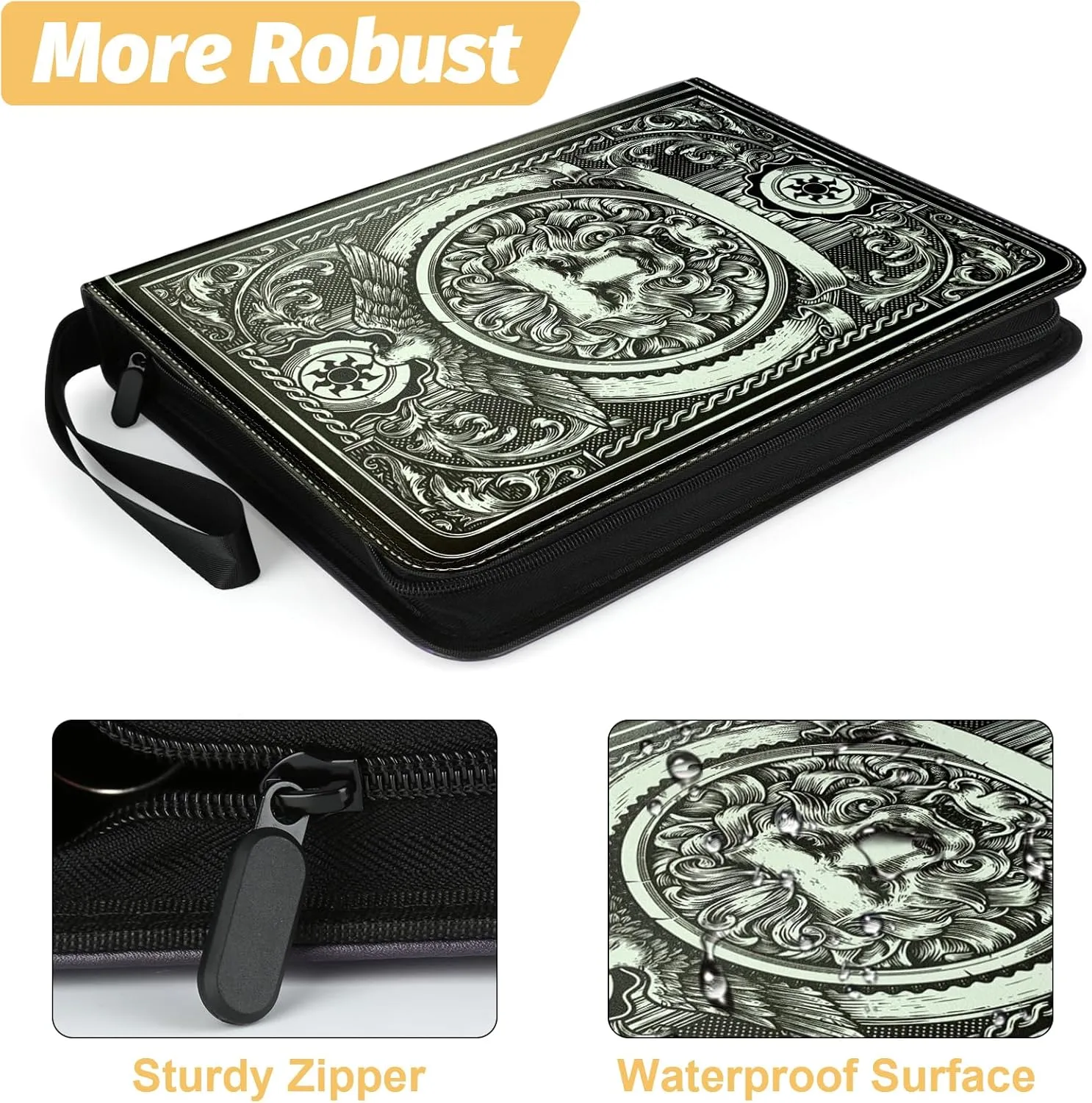 9 Pocket Card Binder,Trading Card Binder Premium 720 Double PU Card Collection Binder with Sleeves,Card Folder for MTG, TCG, Sports Cards, (Black)