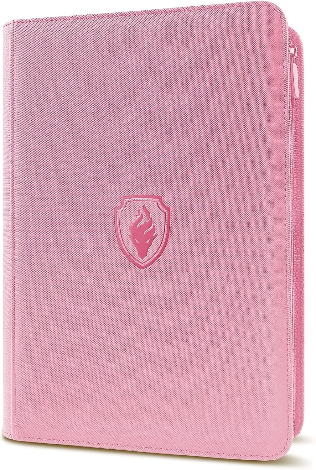 9-Pocket PU Cover Zipper Trading Card Collection Album - Sturdy 360 Side-Loading Binder for MTG, TCG, Sports Cards (Pink)