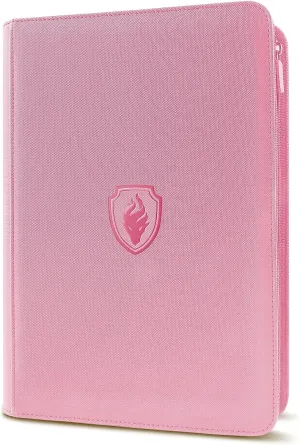 9-Pocket PU Cover Zipper Trading Card Collection Album - Sturdy 360 Side-Loading Binder for MTG, TCG, Sports Cards (Pink)