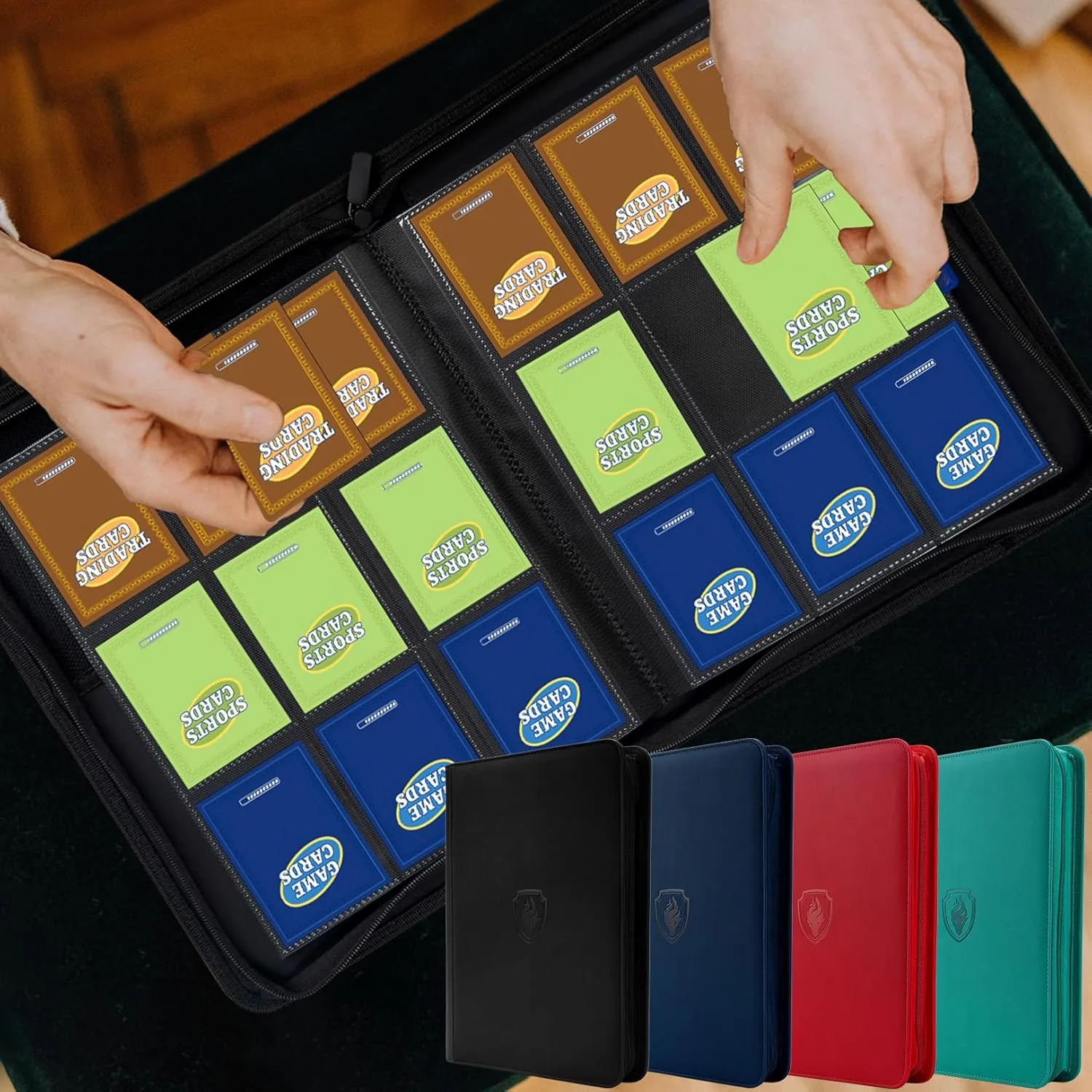 9 Pocket Trading Card Binder -Zipper PU Cover Card Album, Sturdy 360 Loading Holder for MTG, TCG & Sports Cards - Turquoise