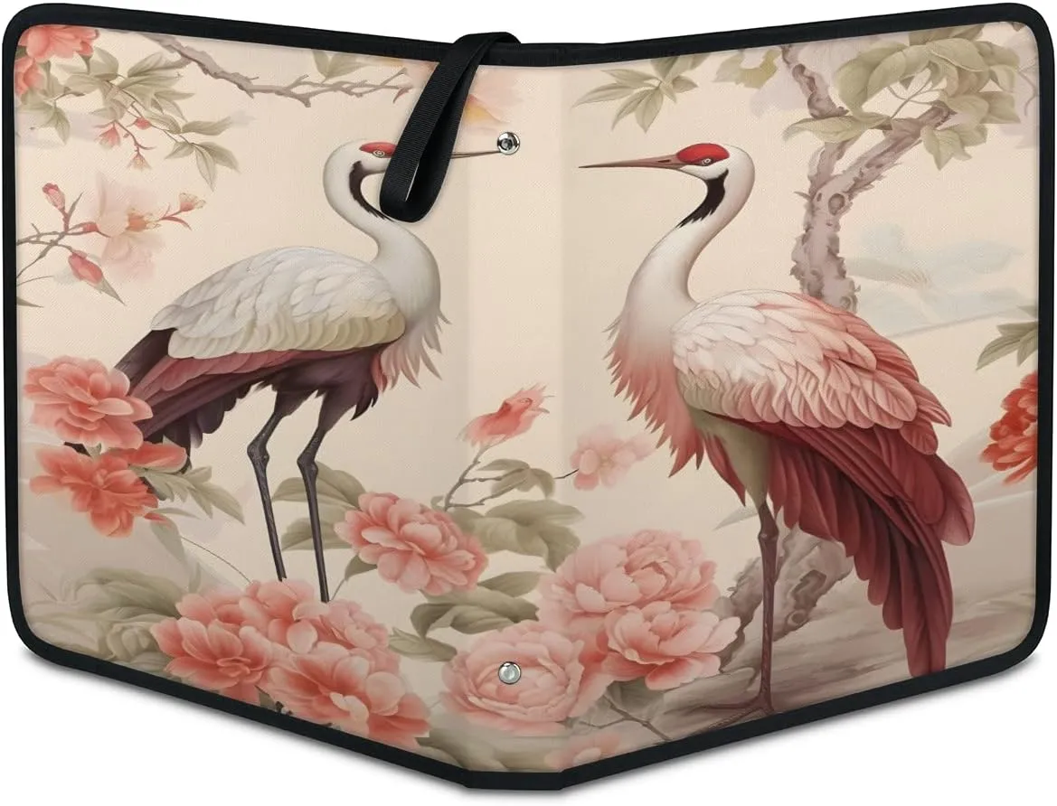 900 Card Binder 9 Pocket Cranes Painting Portable Trading Cards Holder Collector Album for Sports Game Cards 50 Pages Removable Sleeves Double Sided Pocket Sturdy Zipper Gifts Ready