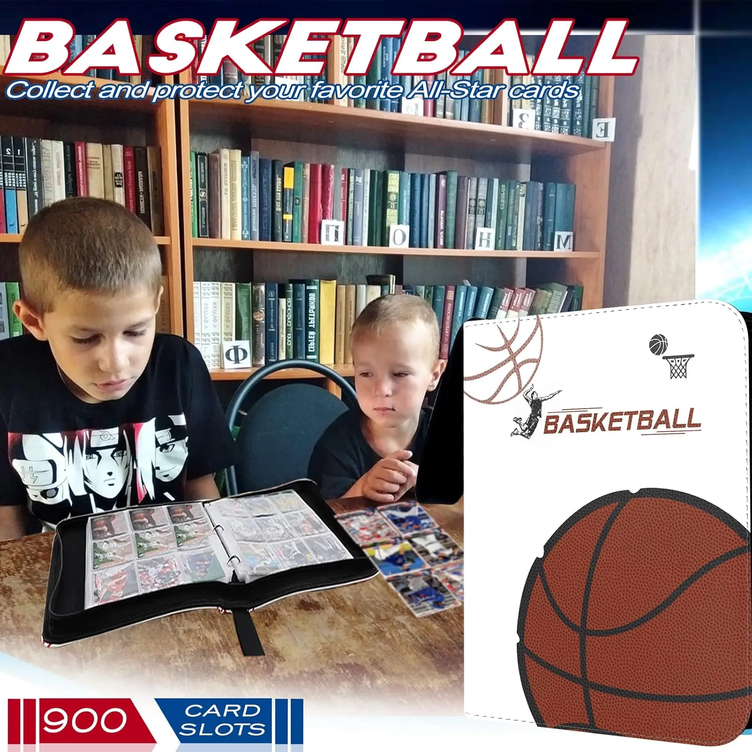 900 Cards Basketball Card Binder,9 Pocket with 900 Cards Trading Card Albums Sleeve Protectors,Card Storage Case Fits for Collecting Baseball,Hockey,Football,Basketball Or Gaming Trading Cards