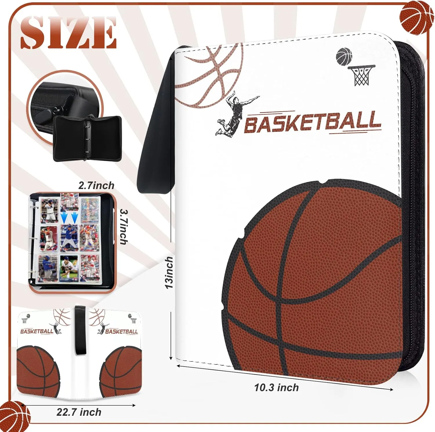 900 Cards Basketball Card Binder,9 Pocket with 900 Cards Trading Card Albums Sleeve Protectors,Card Storage Case Fits for Collecting Baseball,Hockey,Football,Basketball Or Gaming Trading Cards