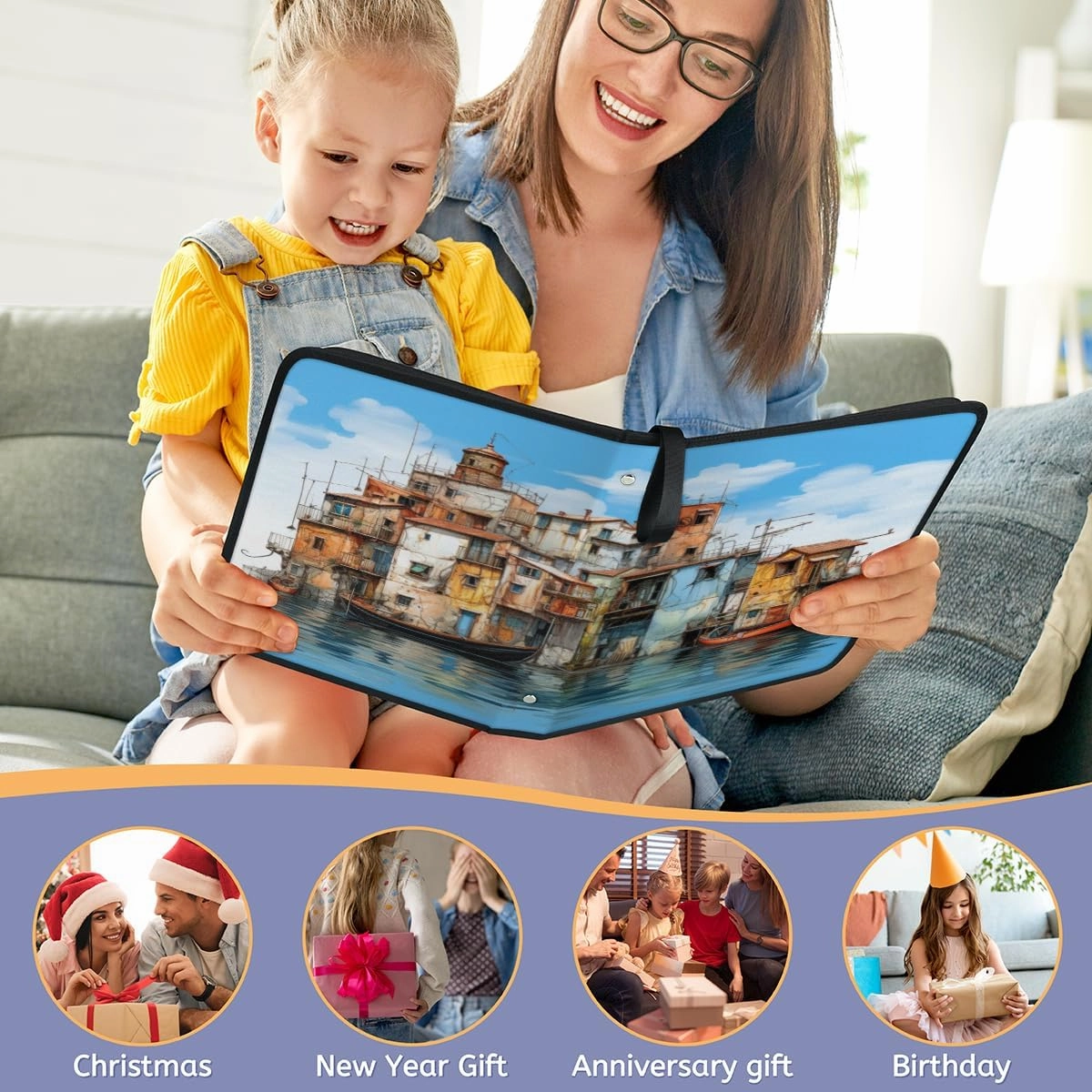 900 Card Binder 9 Pocket Seaside Castle Painting Portable Trading Cards Holder Collector Album for Sports Game Cards 50 Pages Removable Sleeves Double Sided Pocket Sturdy Zipper Gifts Ready