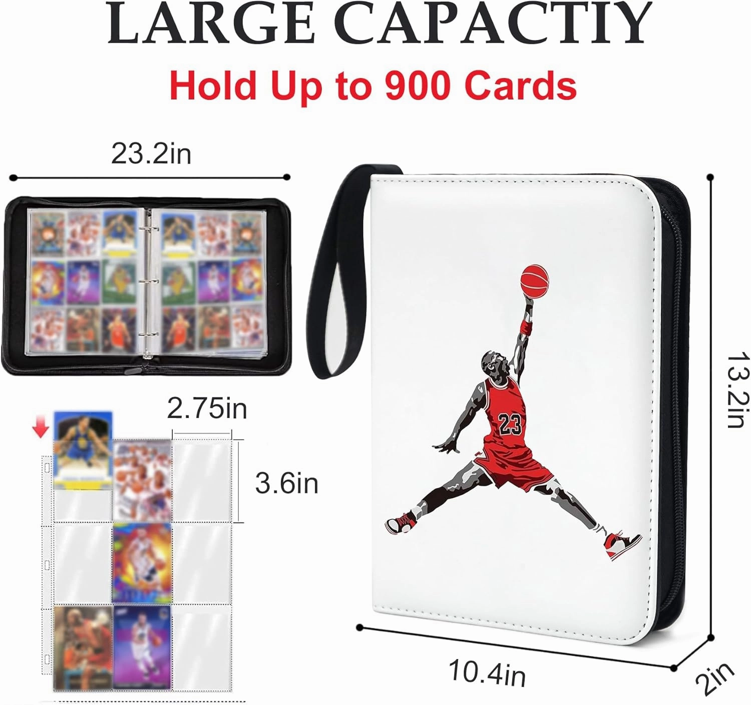 900 Pockets Basketball Card Binder,Basketball Trading Cards Holder Card Collectors Album,Waterproof Card Storage Book with Removable Sleeves,Compatible with Basketball Cards 2024-25 Sports Cards