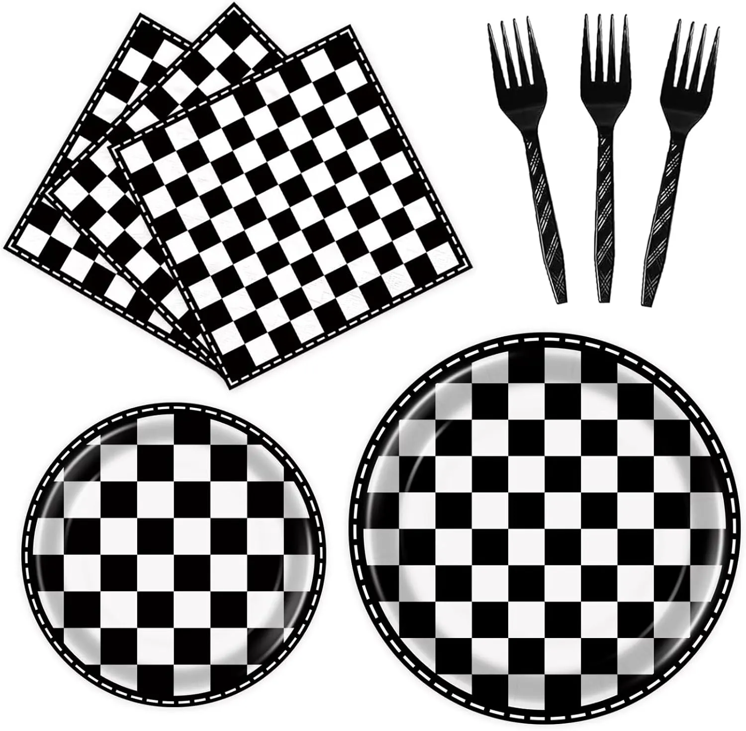 96 Pcs Checkered Plates and Napkins Party Supplies Racing Party Favors Race Car Birthday Decorations Checkered Flag Party Supplies