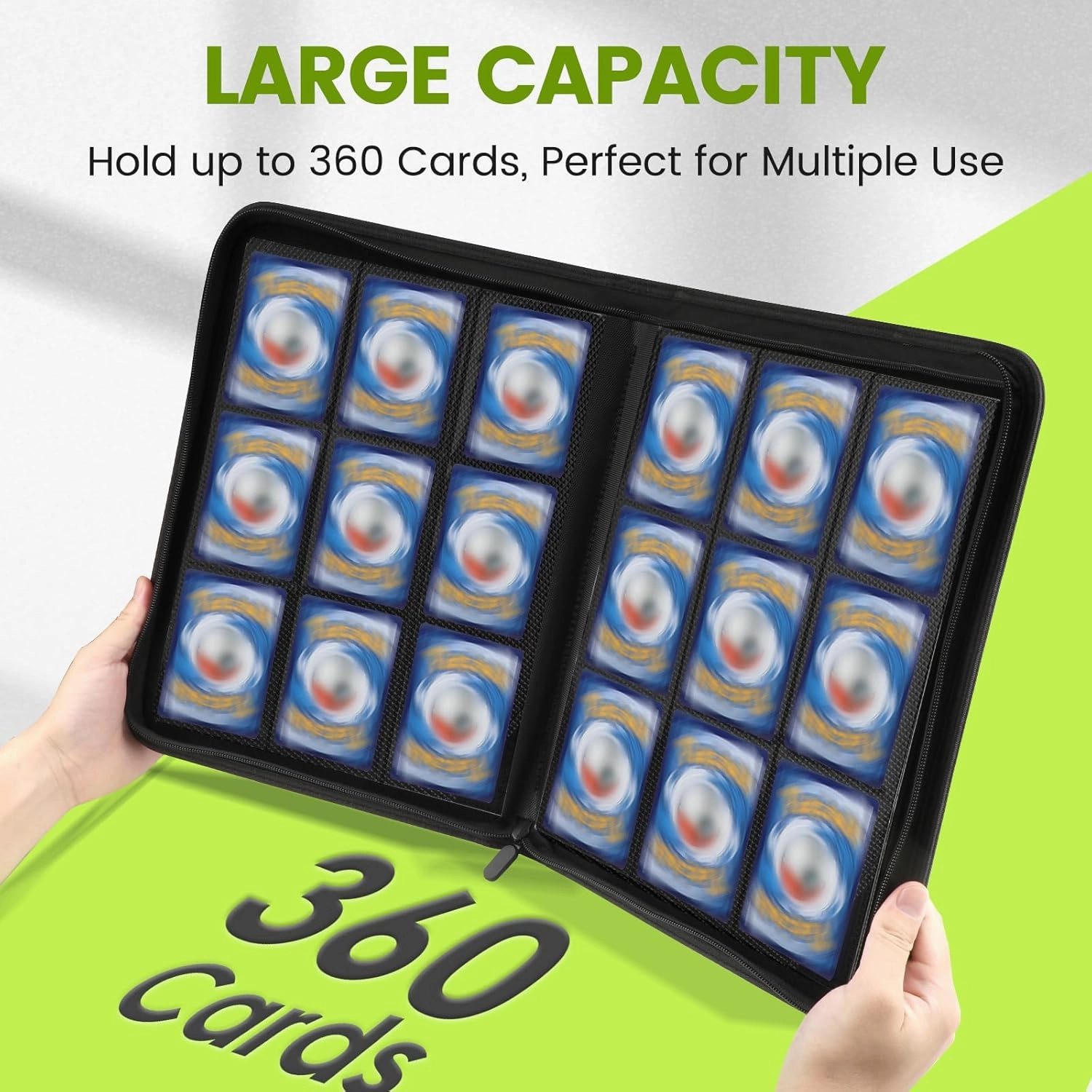 9 Pocket Card Binder, Premium Ringless Trading Card Binder 360 Side Loading Pocket PU Card Collection Binder, Sturdy Collectible Card Albums Card Folder for MTG, TCG, Sports Cards, Game Cards-Blue