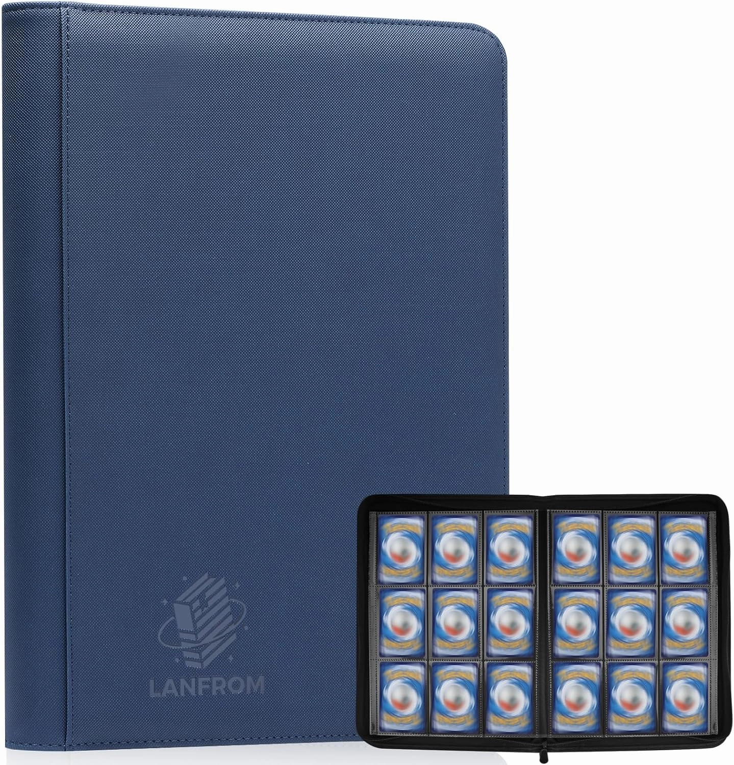 9 Pocket Card Binder, Premium Ringless Trading Card Binder 360 Side Loading Pocket PU Card Collection Binder, Sturdy Collectible Card Albums Card Folder for MTG, TCG, Sports Cards, Game Cards-Blue