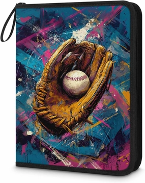 9 Pockets Trading Card Binder Sleeves for Girls Gifts,Sports Pink Card Holder Binder 900 Pocket with 50 Pages & 3 Ring Binder,Photo Playing Card Book Collection for Collectors(Colorful Baseball)