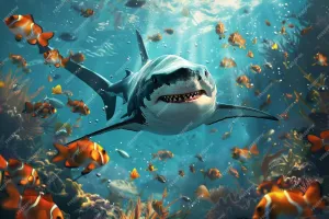a Shark with Fish Under The sea Jigsaw Puzzles 1000 Pieces Games Toys Best Gift for Adults and Kids
